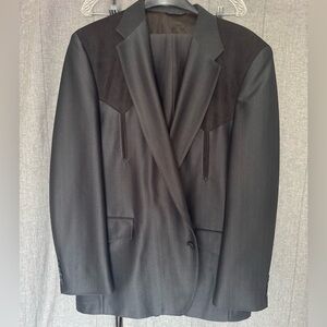 Vtg Sheplers Blazer Suit Mens 52R Black Western Two Piece Cowboy Country 42”x31”